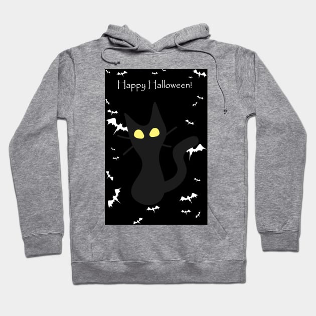 "Happy Halloween" Spooky Tiny Halloween Kitten Hoodie by saradaboru